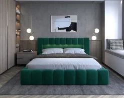 Best Mobilier Cleo - lit coffre avec led - 140x200 cm - sommier inclus - en velours -* Lit Coffre