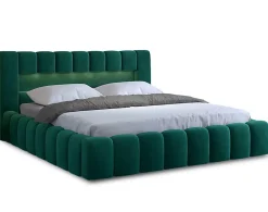 Best Mobilier Cleo - lit coffre avec led - 140x200 cm - sommier inclus - en velours -* Lit Coffre