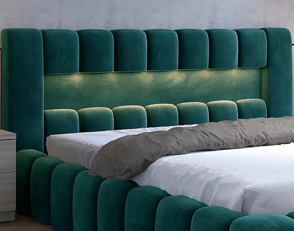 Best Mobilier Cleo - lit coffre avec led - 140x200 cm - sommier inclus - en velours -* Lit Coffre