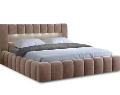 Cleo - lit coffre avec led - 160x200 cm - sommier inclus - en velours ->Best Mobilier Discount