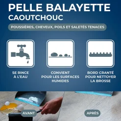 Starwax Combiné pelle-balayette caoutchouc gris et bleu l.22,5 x H.22 x P.9cm* Balayette Et Ramasse-Poussière