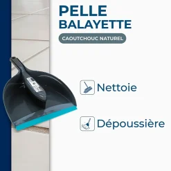 Starwax Combiné pelle-balayette caoutchouc gris et bleu l.22,5 x H.22 x P.9cm* Balayette Et Ramasse-Poussière