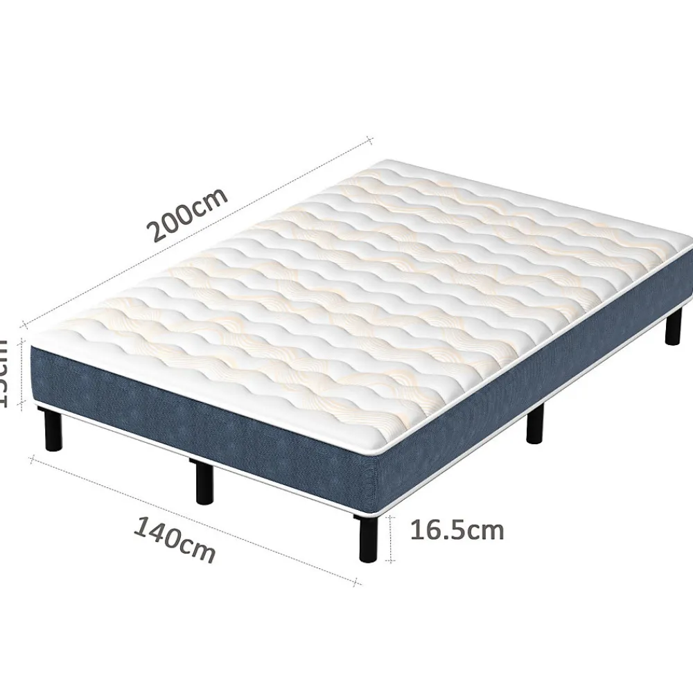 Combinaison lit matelas 120x190 cm, Matelas a mousse+ Cadre de Lit en Fer, Comprenant 9 pieds, Epaisseur du matelas 15 cm>Teeno Clearance