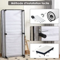 Combinaison lit matelas 90x190 cm, Matelas à Mémoire de Forme + Cadre de Lit en Fer, Comprenant 6 pieds, Epaisseur du matelas 15><noscript><img width=