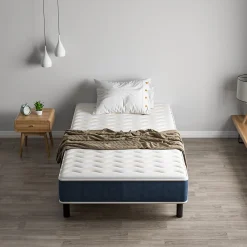 Combinaison lit matelas 90x190 cm, Matelas à Mémoire de Forme + Cadre de Lit en Fer, Comprenant 6 pieds, Epaisseur du matelas 15><noscript><img width=
