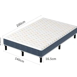 Teeno Combinaison lit matelas 140x200 cm, Matelas a mousse+ Cadre de Lit en Fer, Comprenant 9 pieds, Epaisseur du matelas 15 cm* Ensemble Sommier Et Matelas
