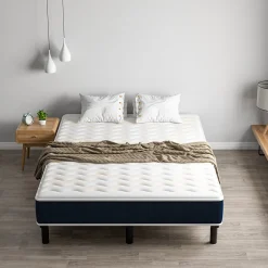 Combinaison lit 140x190 cm, matelas en mousse à mémoire de forme de 15 cm d'épaisseur + cadre de lit en fer, 9 pieds><noscript><img width=