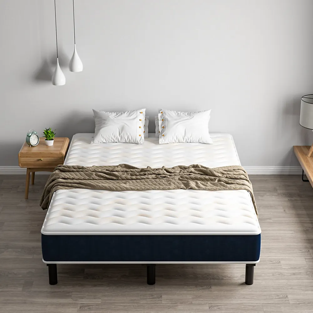 Combinaison lit 140x190 cm, matelas en mousse à mémoire de forme de 15 cm d'épaisseur + cadre de lit en fer, 9 pieds>Teeno Clearance