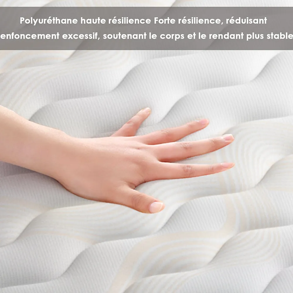 Combinaison lit 140x190 cm, matelas en mousse à mémoire de forme de 15 cm d'épaisseur + cadre de lit en fer, 9 pieds>Teeno Clearance