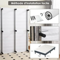 Combinaison lit 140x190 cm, matelas en mousse à mémoire de forme de 15 cm d'épaisseur + cadre de lit en fer, 9 pieds><noscript><img width=