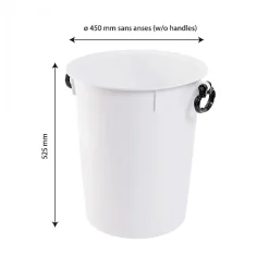 Conteneur alimentaire 50 L avec poignées noires - blanc><noscript><img width=