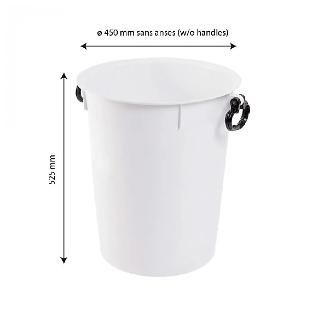 Conteneur alimentaire 50 L avec poignées noires - blanc>Gilac Clearance