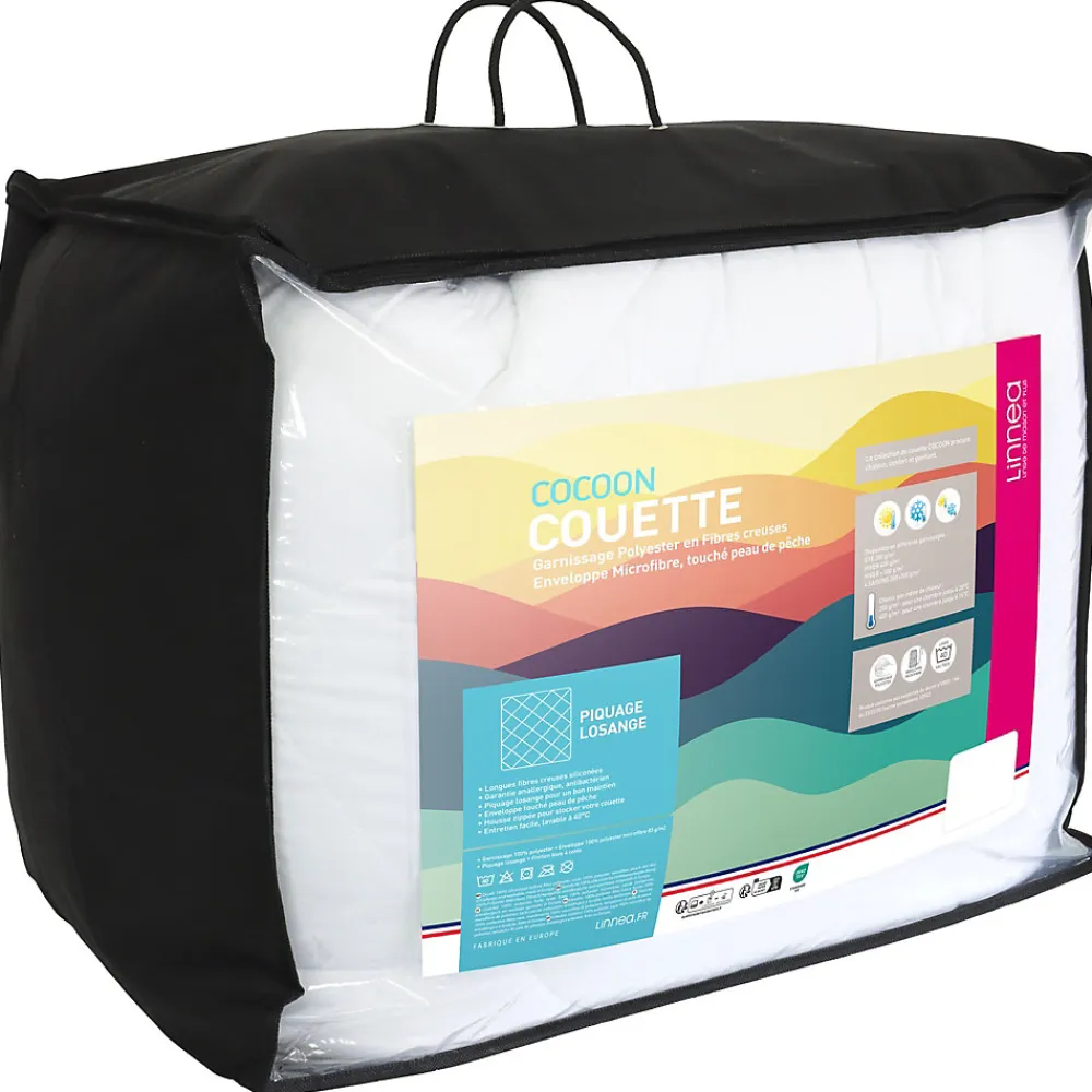 Couette 4 saisons 260x240 cm COCOON garnissage fibre polyester 500g/m2>Linnea Discount