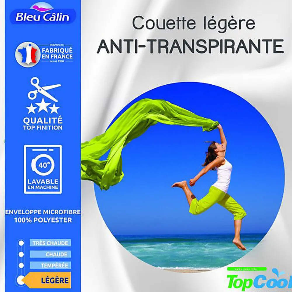 Couette anti transpirante 200 gr/m² 200 x 200 cm pour lit 120 x 190 cm>Bleu Calin Online