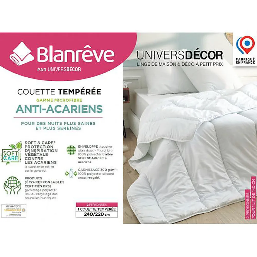 Couette Blanrêve Gamme "Douceur" 240 x 220 cm traité Anti Acarien Soft & care>Blanreve Hot