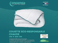 Vente-unique Couette chaude recyclée de DREAMEA en microfibre - 140 x 200 cm - 350 gr/ m² - Biais bleu - ROSA* Couette