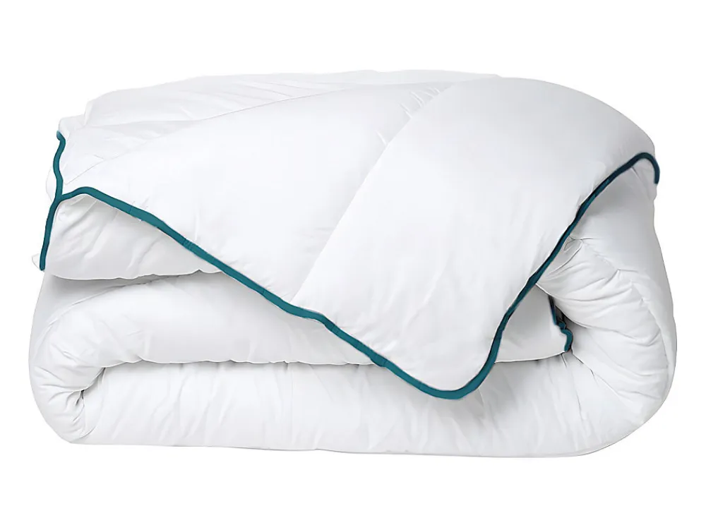Couette chaude recyclée de DREAMEA en microfibre - 200 x 200 cm - 350 gr/ m² - Biais bleu - ROSA>Vente-unique Discount