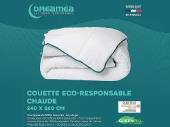 Couette chaude recyclée de DREAMEA en microfibre - 240 x 260 cm - 350 gr/ m² - Biais bleu - ROSA>Vente-unique Hot