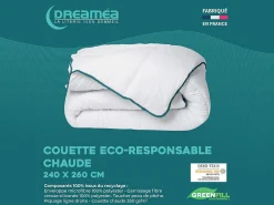 Couette chaude recyclée de DREAMEA en microfibre - 240 x 260 cm - 350 gr/ m² - Biais bleu - ROSA><noscript><img width=