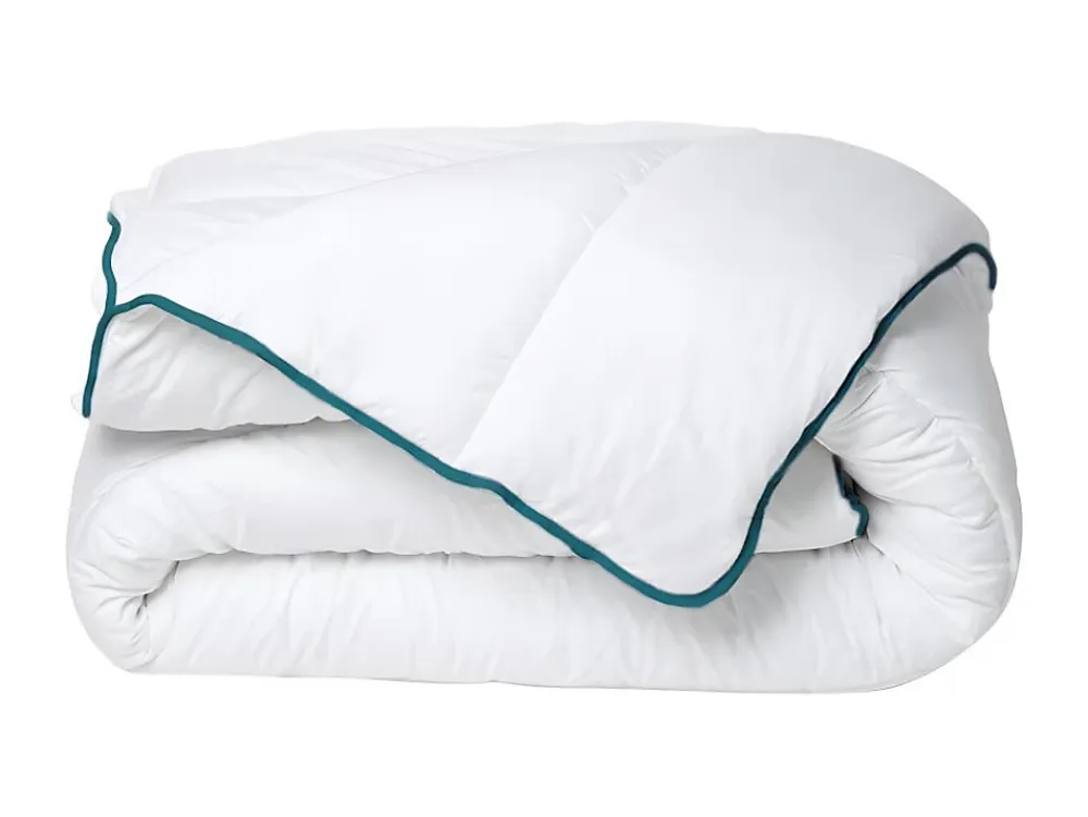 Vente-unique Couette chaude recyclée de DREAMEA en microfibre - 220 x 240 cm - 350 gr/ m² - Biais bleu - ROSA* Couette