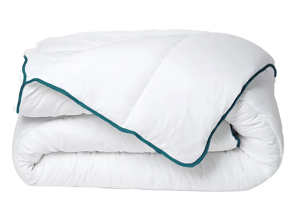 Vente-unique Couette chaude recyclée de DREAMEA en microfibre - 220 x 240 cm - 350 gr/ m² - Biais bleu - ROSA* Couette