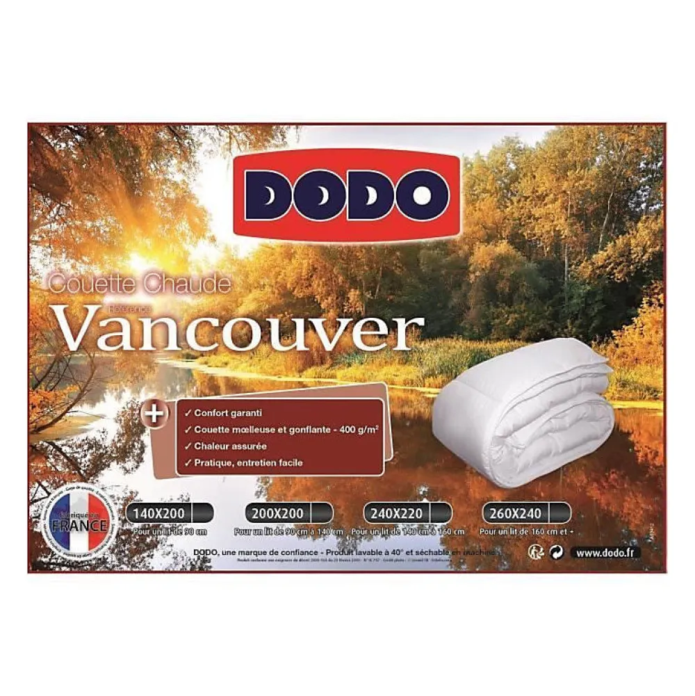 Dodo Couette chaude Vancouver - 240 x 260 cm - 400gr/m² - Blanc -* Couette