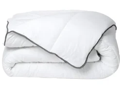 Couette Câline toucher soie 240 x 260 cm - 250 g/m² - Blanc biais gris - BIESYA><noscript><img width=