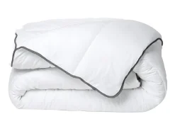Couette Câline toucher soie 140 x 200 cm - 250 g/m² - Blanc biais gris - BIESYA>Vente-unique Online