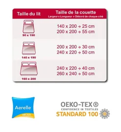 Couette de lit premium tempérée 350g blanc Aerelle soft flex Dimension - 200x200><noscript><img width=
