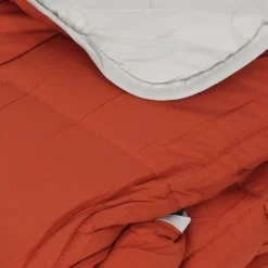 Couette hiver 140x200 cm COCOON BICOLORE Gingembre/Galet garnissage fibre polyester 400g/m2><noscript><img width=