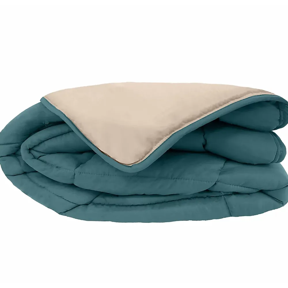 Linnea Couette hiver 260x240 cm COCOON BICOLORE Bleu paon/Galet garnissage fibre polyester 400g/m2* Couette