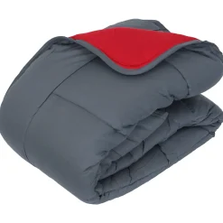 Couette hiver 240x220 cm COCOON BICOLORE Gris/Rouge garnissage fibre polyester 400g/m2>Linnea Sale