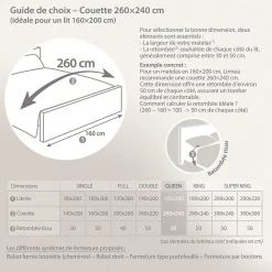 Couette hiver 260x240 cm COCOON BICOLORE Petrole/Mastic garnissage fibre polyester 400g/m2><noscript><img width=