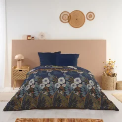 Couette Imprimée Chaude 220x240cm LA FLORALE>Bleu Calin Outlet