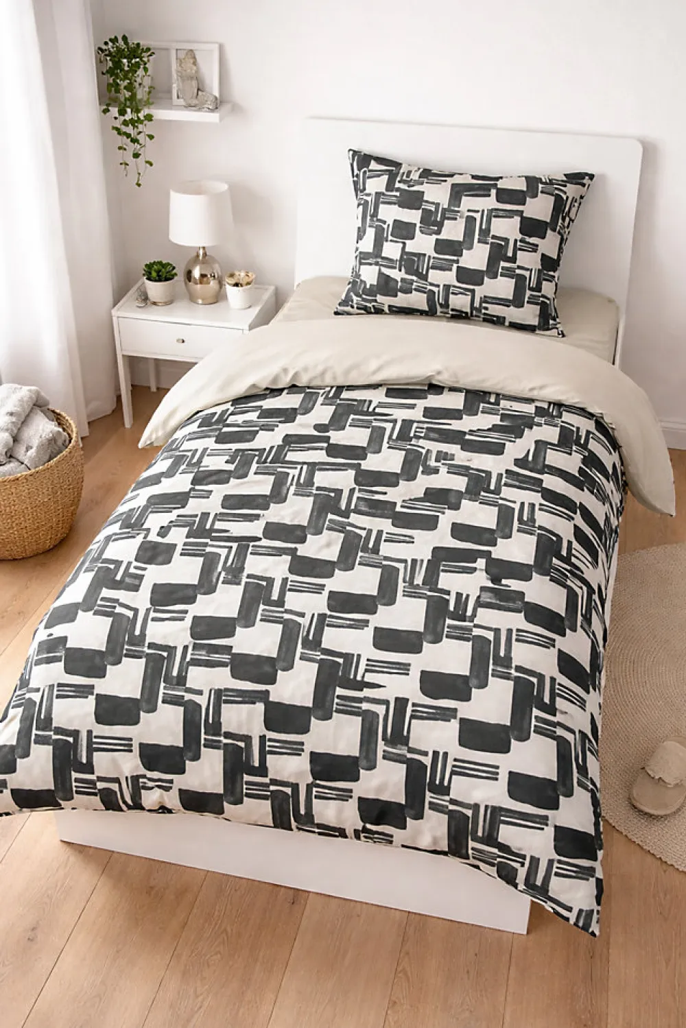 Mortreux Couette légère imprimée / Uni gris clair - 1 personne 140 x200 - 29186* Couette