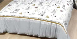 Mortreux Couette Légère Imprimée Sapin Futé / Non Tissé Blanc - 1 Personne 140 x 200 - 13998* Couette