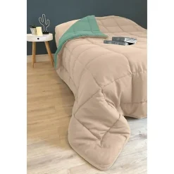 Toison d'Or Couette légère réversible bicolore en microfibre 200 gr/m² (200x200 cm - Turquoise)* Couette