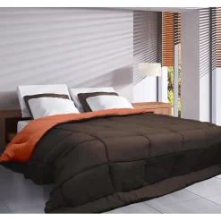 Couette légère réversible bicolore en microfibre 200 gr/m² (240x220 cm - Marron chocolat)>Toison d'Or