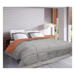 Couette légère réversible bicolore en microfibre 200 gr/m² (200x200 cm - Orange)>Toison d'Or Clearance