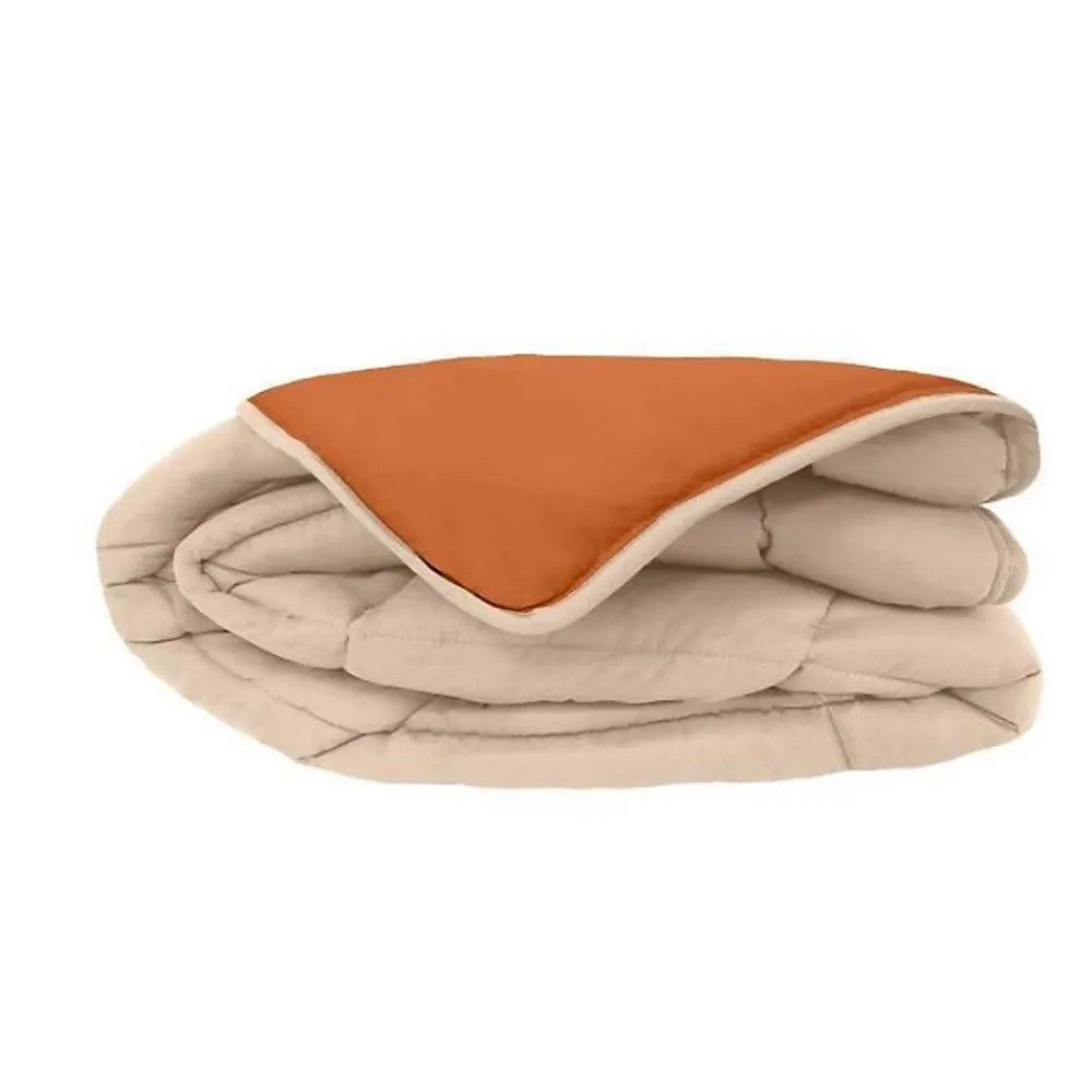 Couette légère réversible bicolore en microfibre 200 gr/m² (200x200 cm - Orange)>Toison d'Or Clearance