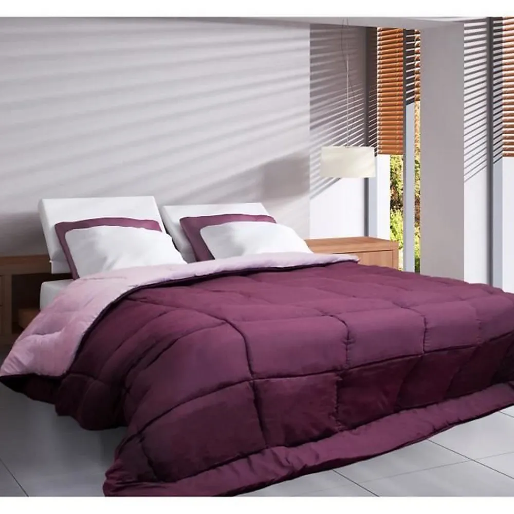 Couette Microfibre 400g/m² CALGARY Prune & Parme 240x260cm>Toison d'Or Outlet