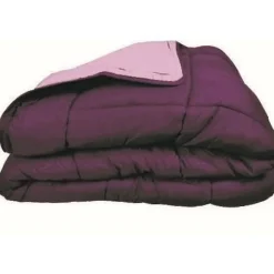 Couette Microfibre 400g/m² CALGARY Prune & Parme 240x260cm><noscript><img width=