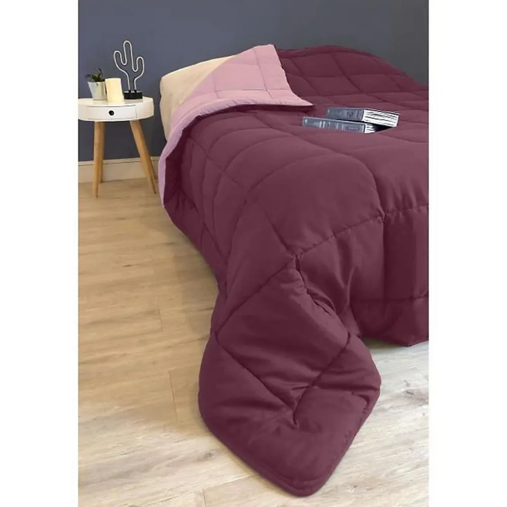 Couette Microfibre 400g/m² CALGARY Prune & Parme 240x260cm>Toison d'Or Outlet