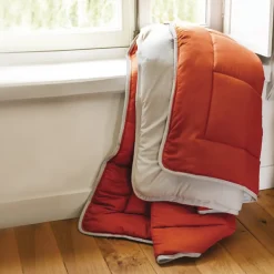Couette été 260x240 cm COCOON BICOLORE Gingembre/Galet garnissage fibre polyester 200g/m2>Linnea