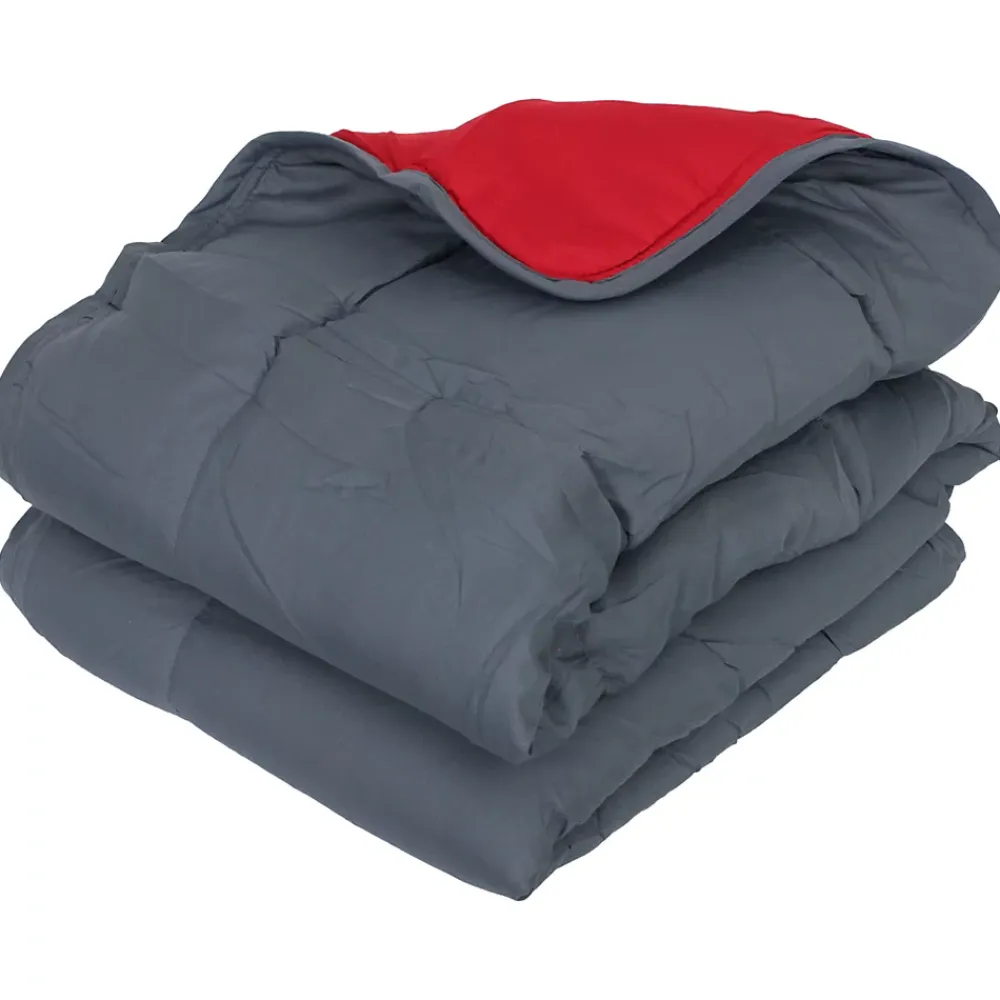 Linnea Couette été 140x200 cm COCOON BICOLORE Gris/Rouge garnissage fibre polyester 200g/m2* Couette