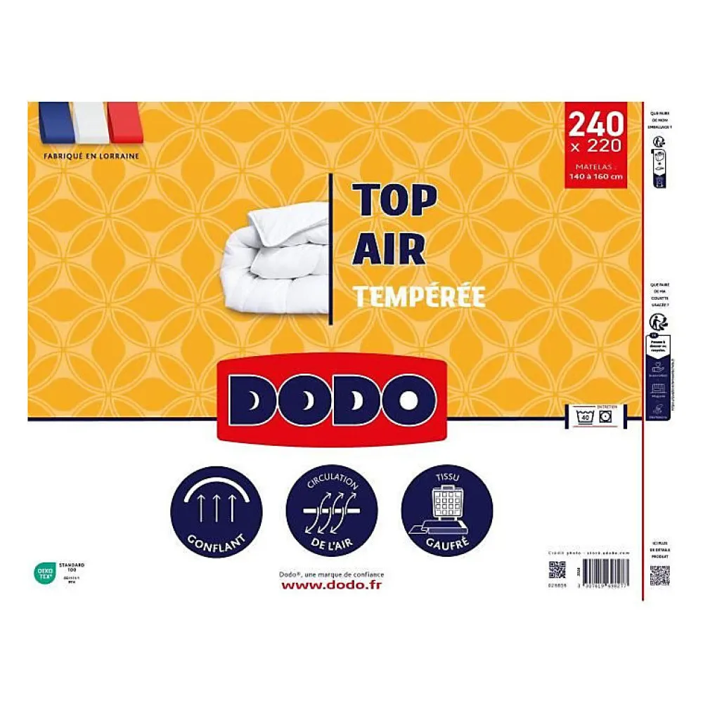 Couette tempérée - - TOP AIR - 220 x 240 cm - 300G/M² - Blanc>Dodo Sale