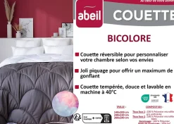 Abeil Couette tempérée 220 x 240 cm bicolore polyester gris et blanc* Couette