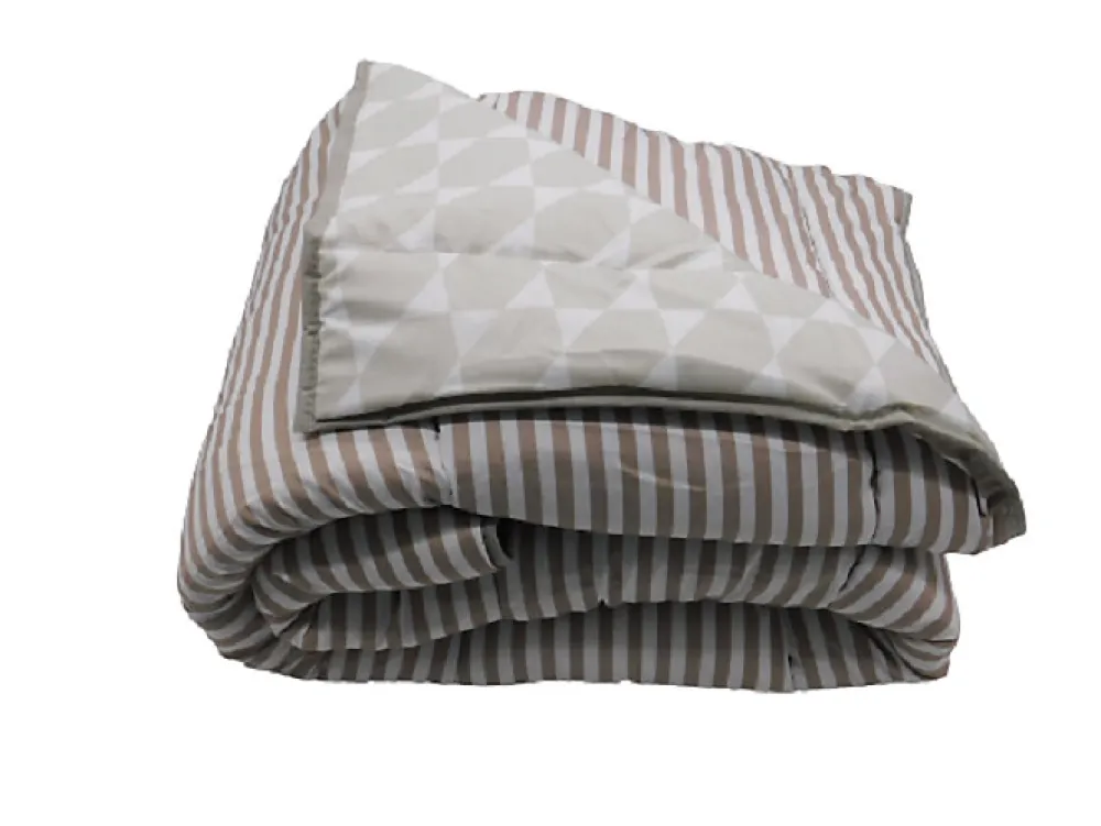 Couette Tempérée Geométrique/rayures Beige - 1 Personne 140 x 200 - 12965-11>Mortreux New