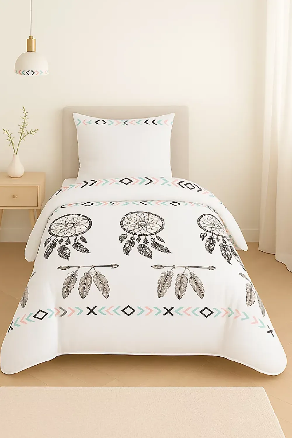 Mortreux Couette tempérée imprimée attrape rêve noir - 1 personne 140 x 200 - 10747* Couette