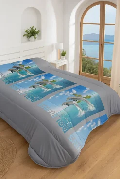 Mortreux Couette Tempérée Imprimée Dauphins - 1 ou 2 Personnes 200x200 - 20393* Couette